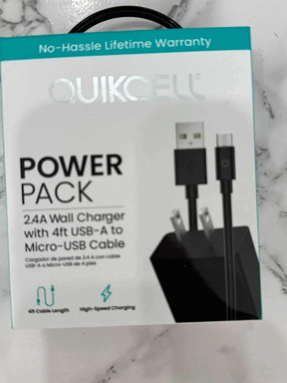 QuickCell 2.4A Wall Charger + 4FT Micro USB Cable NEW